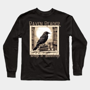 Raven and books wings of Knowledge Long Sleeve T-Shirt